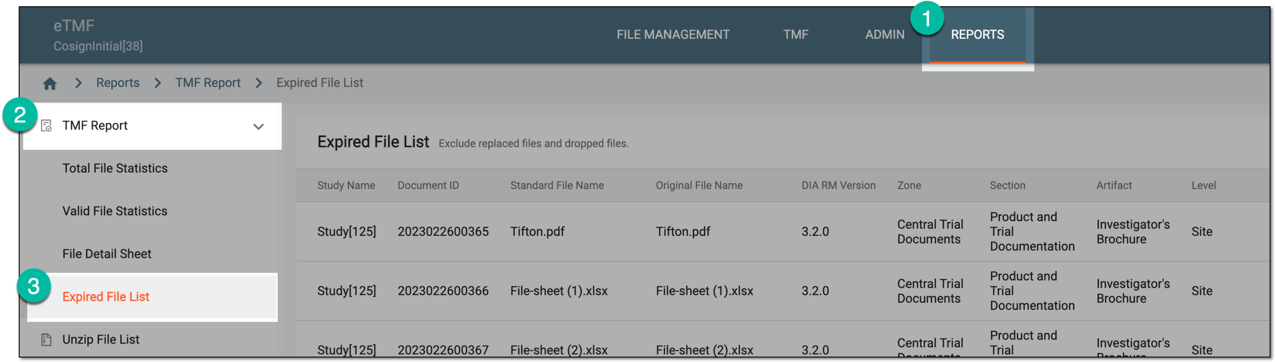 Accessing expired file list
