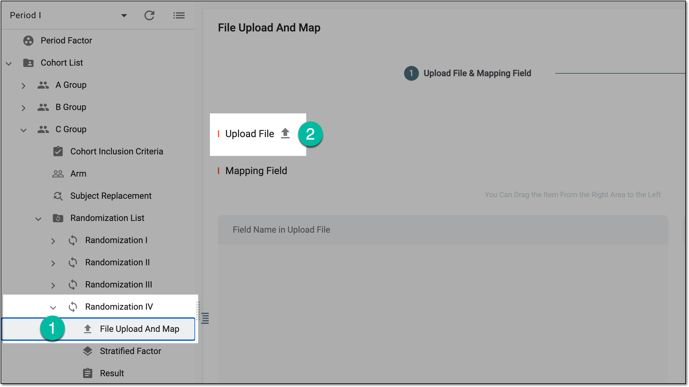 Accessing file upload for randomization scheme