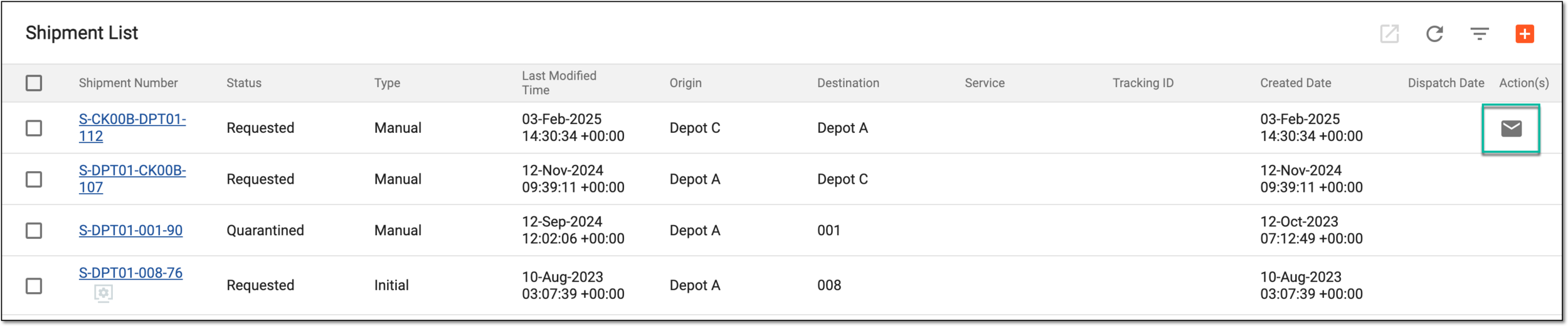 Resending shipment order email