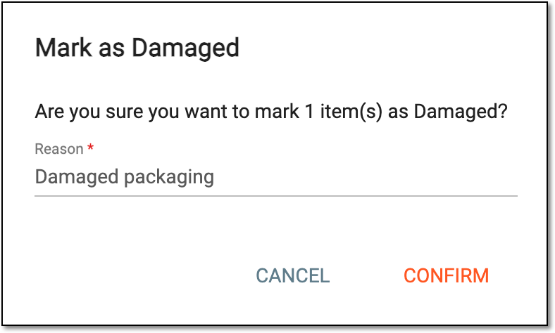 Marking item as damaged