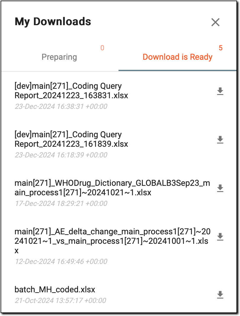 Downloading coding query report