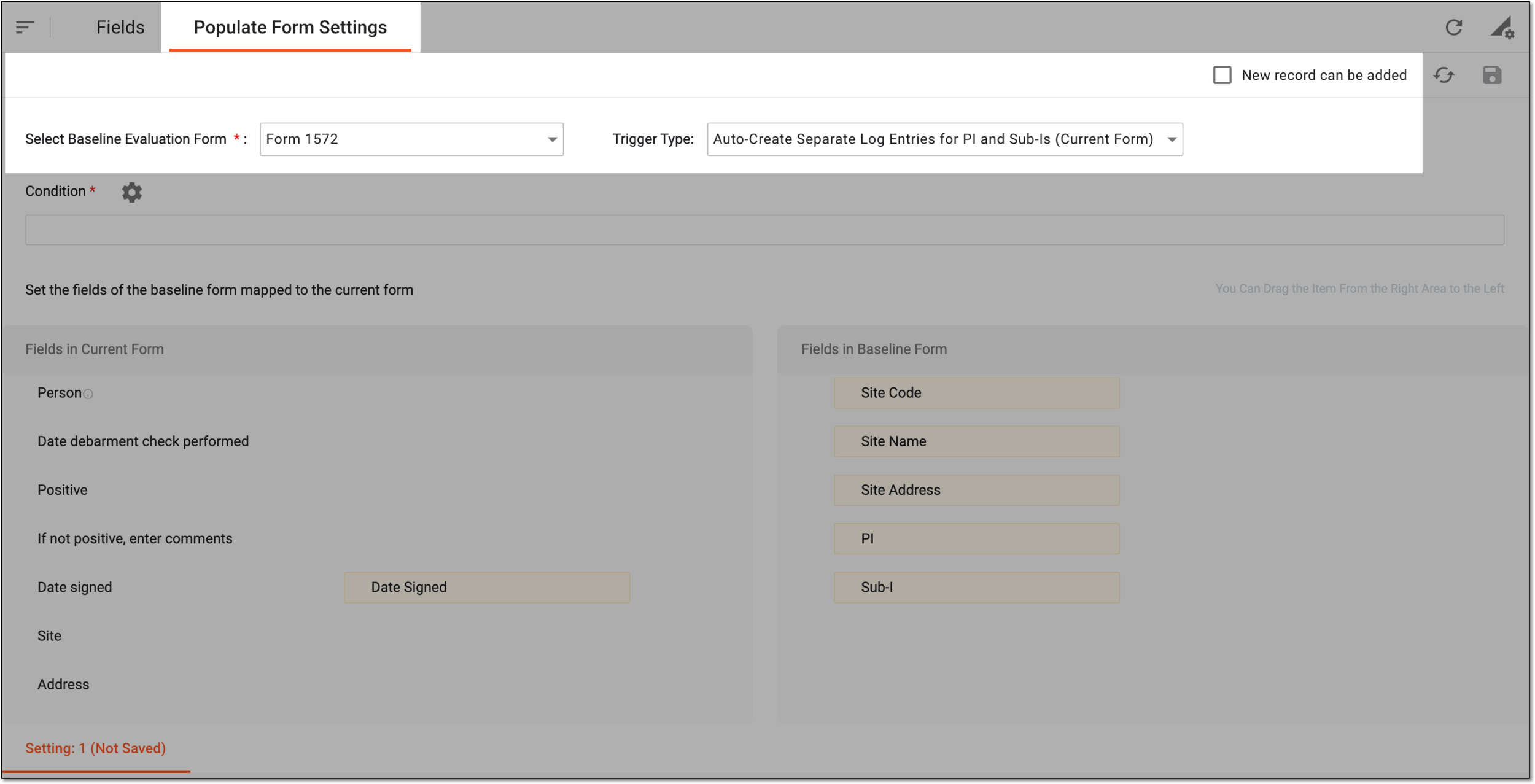 Configuring basic form population settings