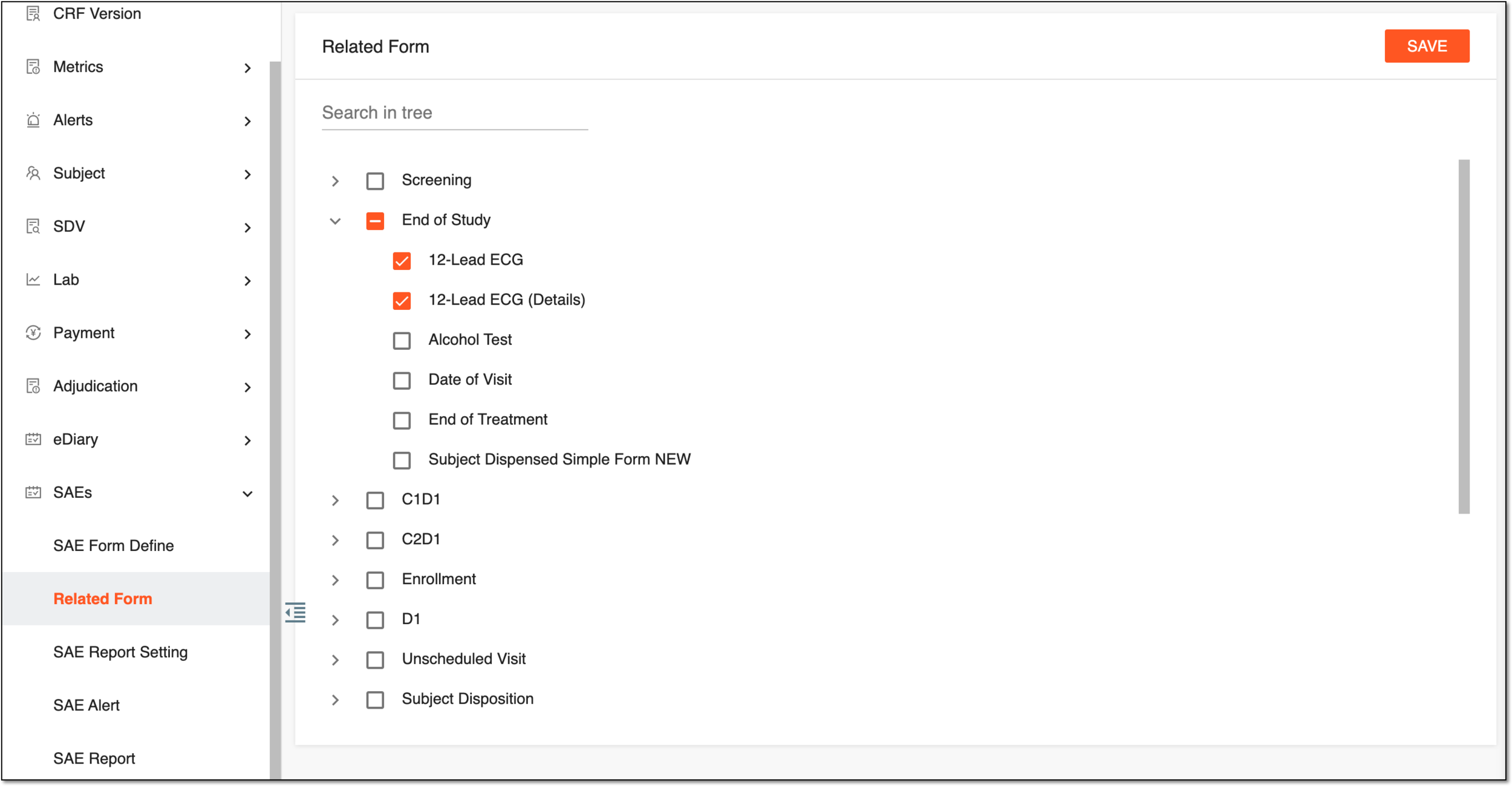 Selecting forms related to SAE