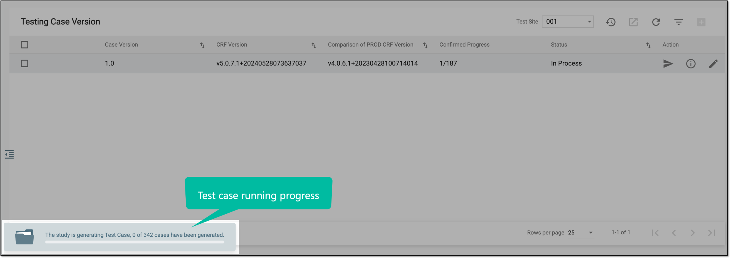 Tracking test case running progress