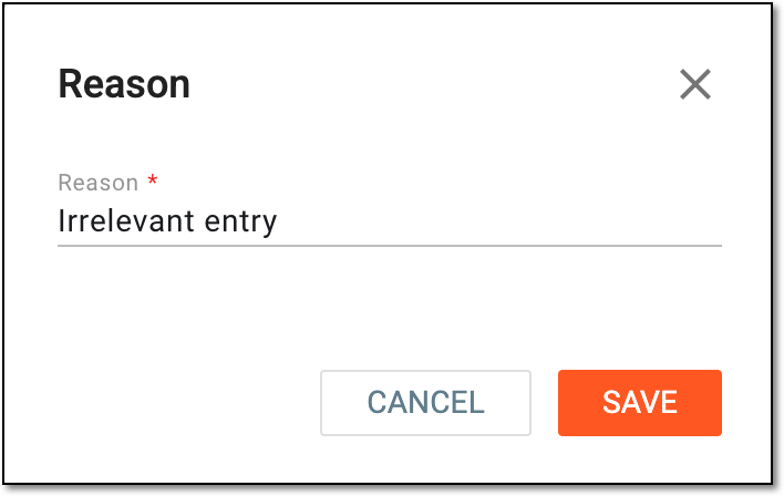 Providing reason for tracking log entry deletion
