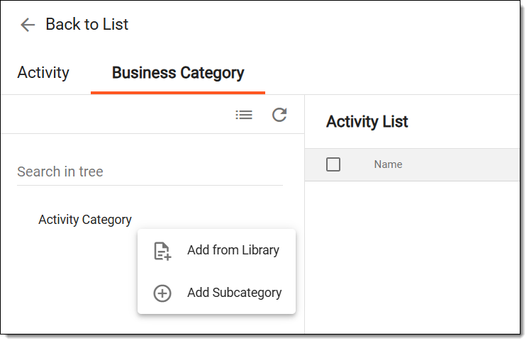 Selecting option to add category