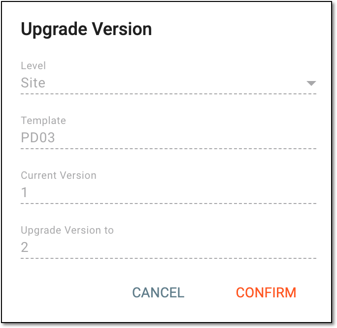 Upgrading template version