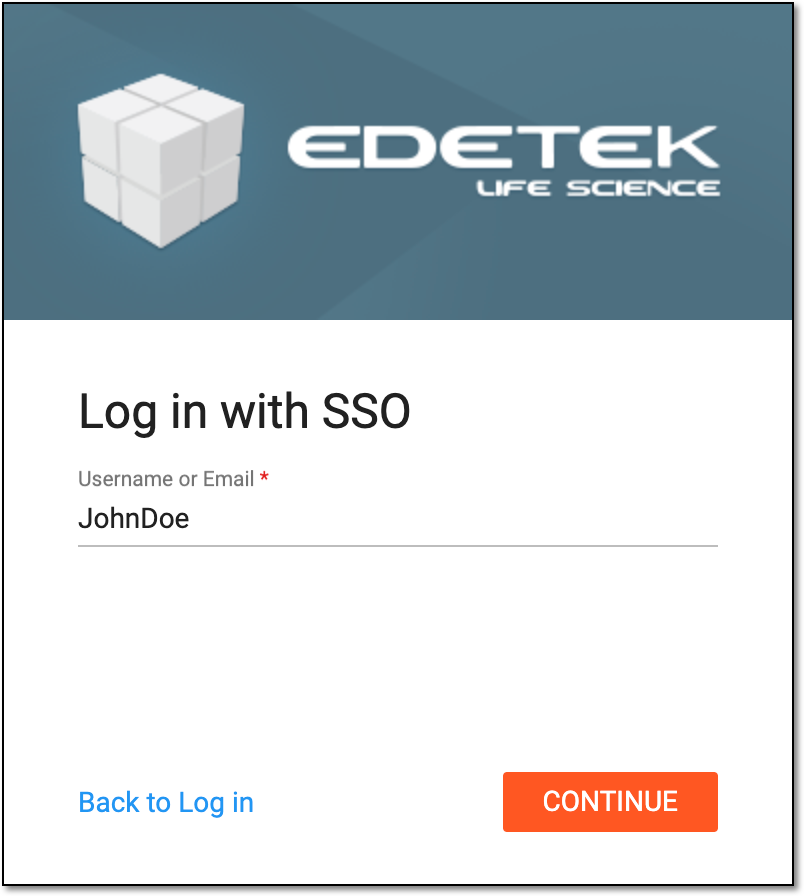 Selecting to log in with SSO
