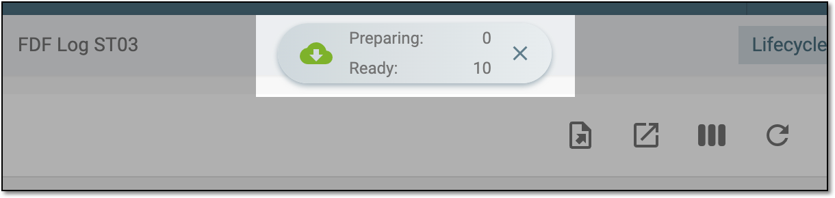 Downloads widget for tracking log entries