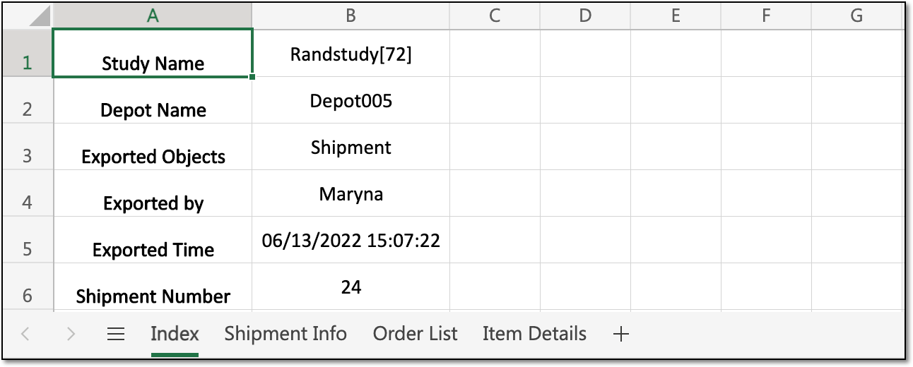 Viewing exported shipment details