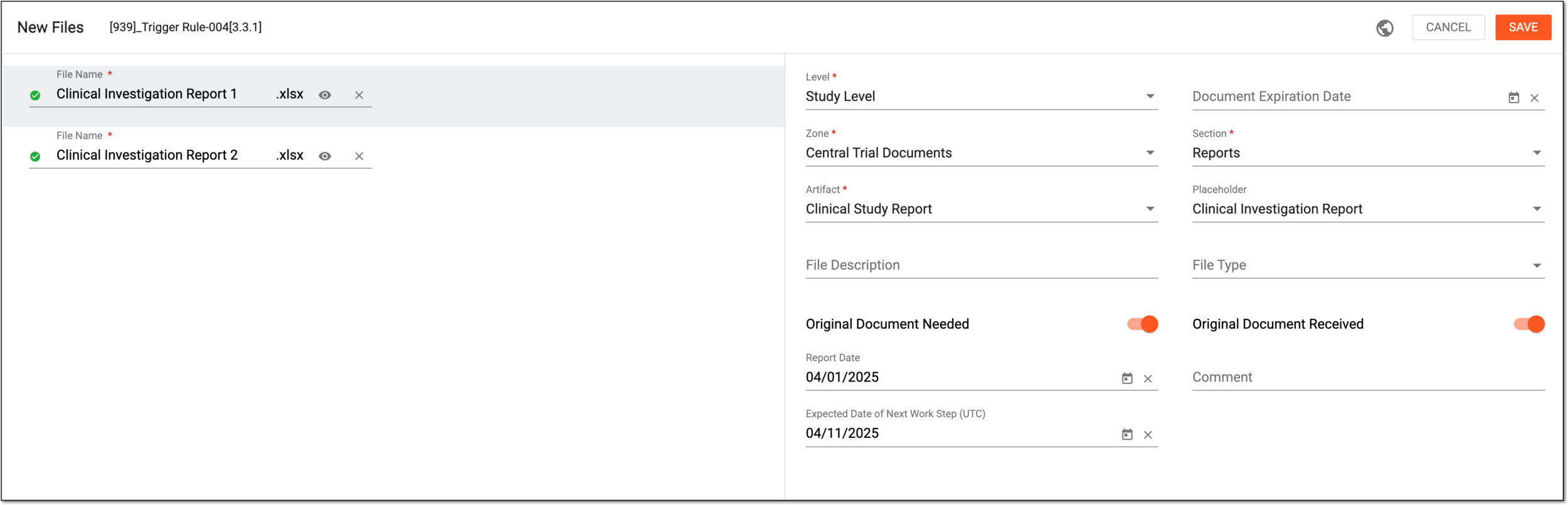 Configuring file added from file management