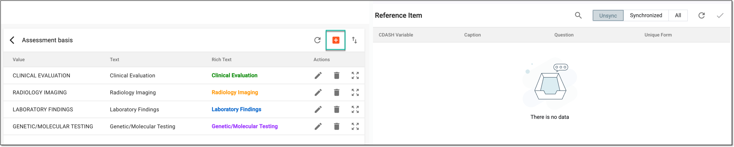 Selecting option to add item