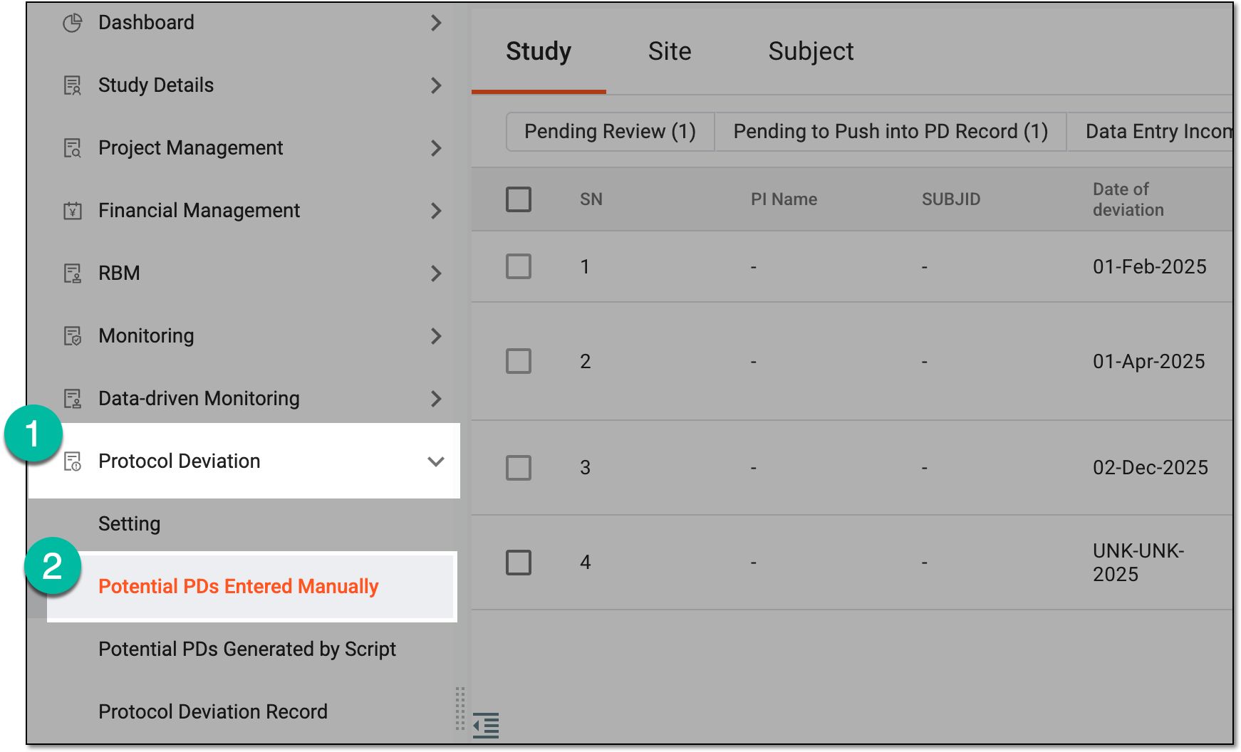 Accessing potential PDs entered manually