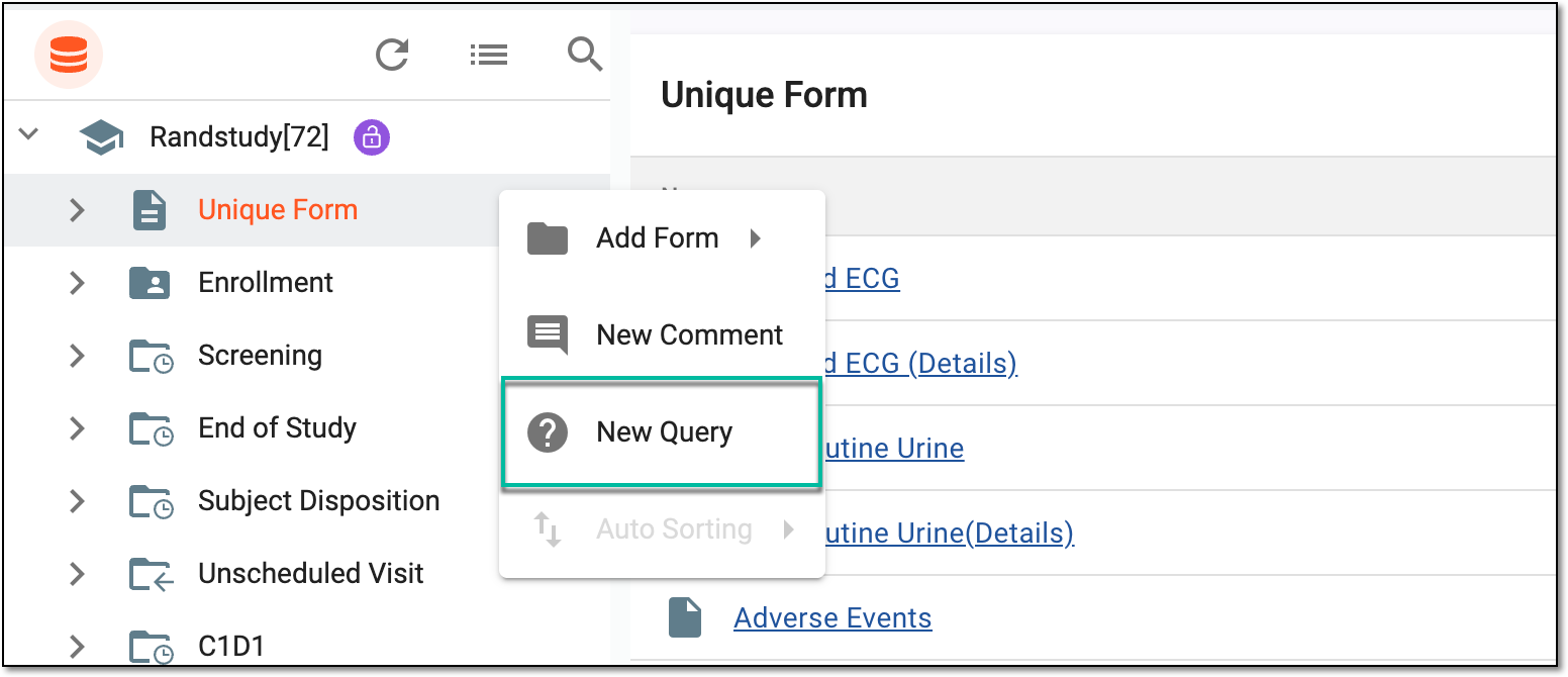 Opening query for unique form folder