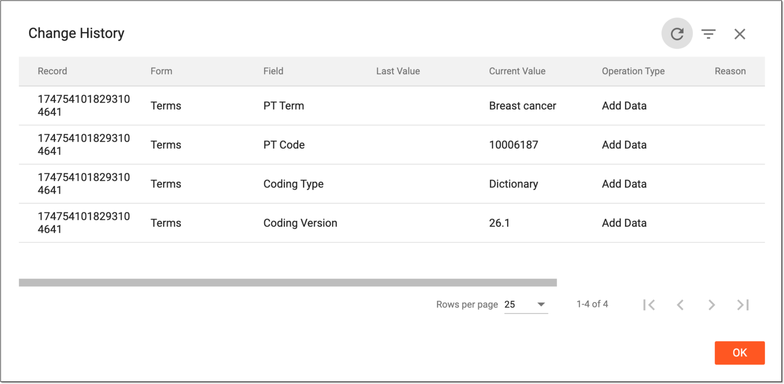 Viewing term change history