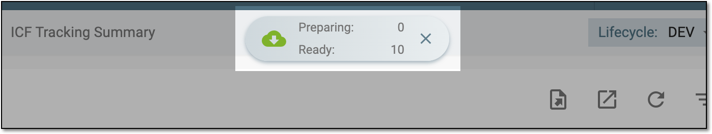 Downloads widget for ICF tracking summary