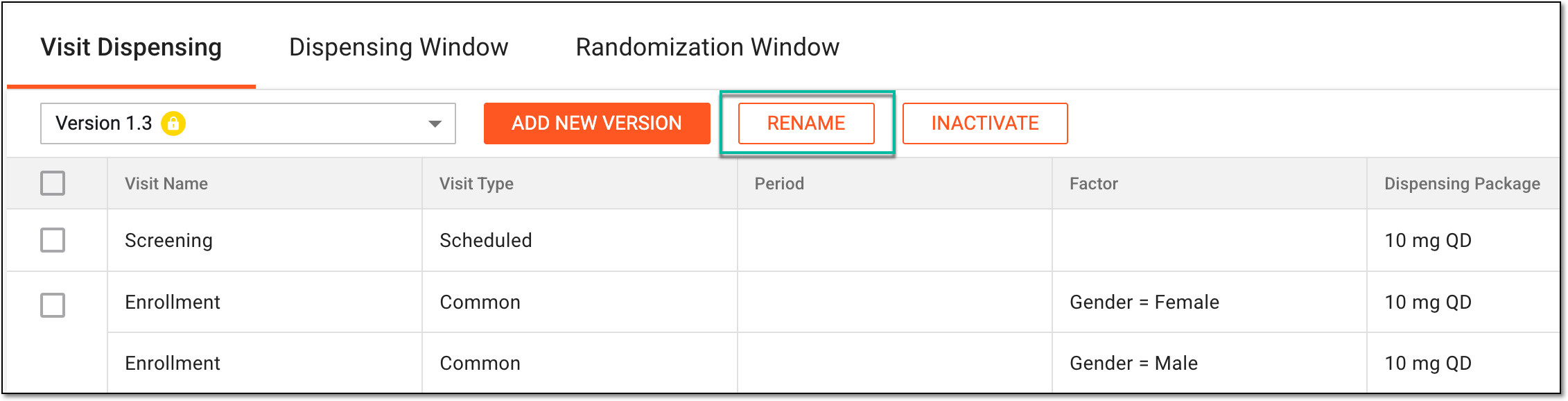 Accessing version renaming