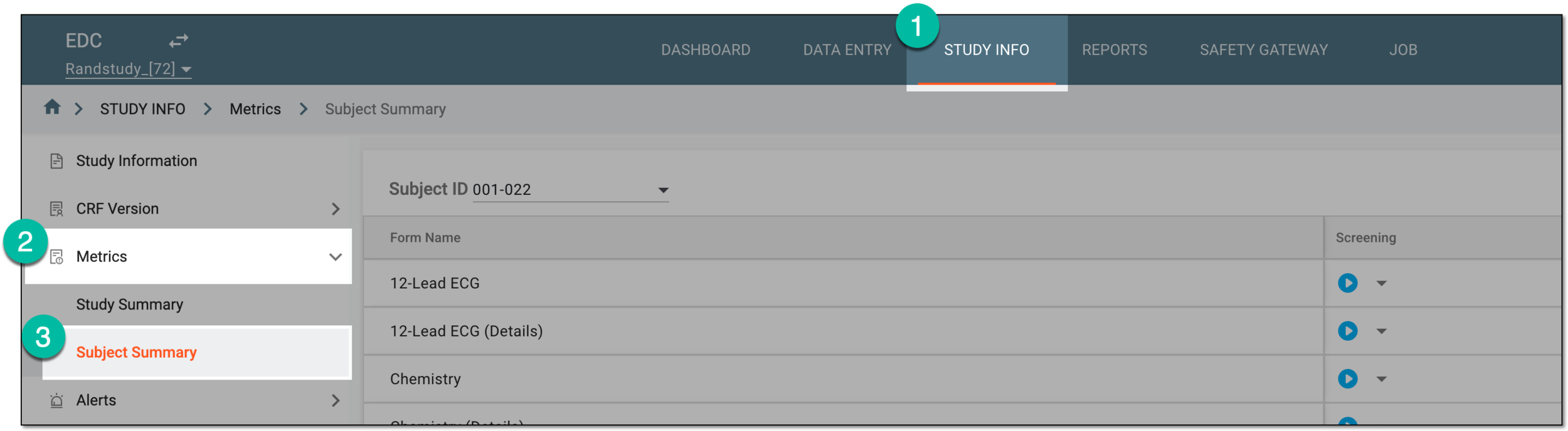 Accessing subject summary