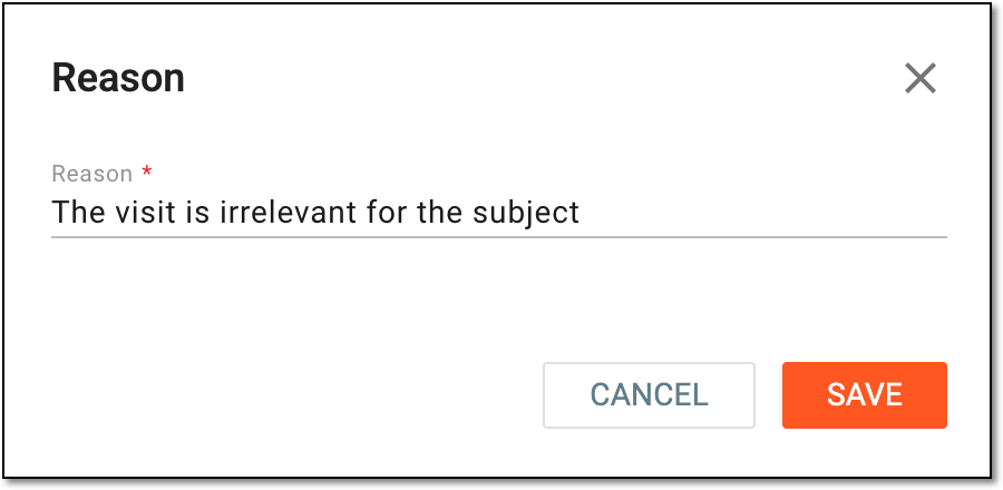 Providing reason for visit inactivation