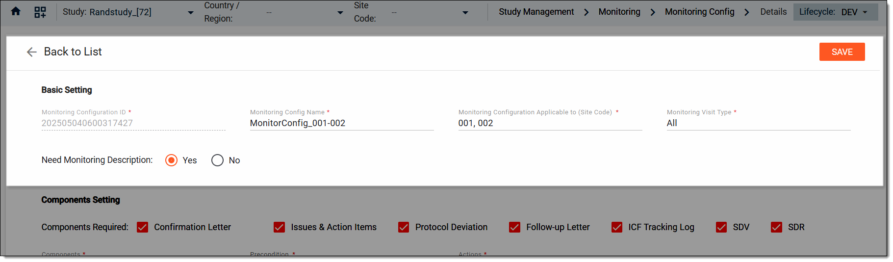 Defining basic settings. Monitoring configurations