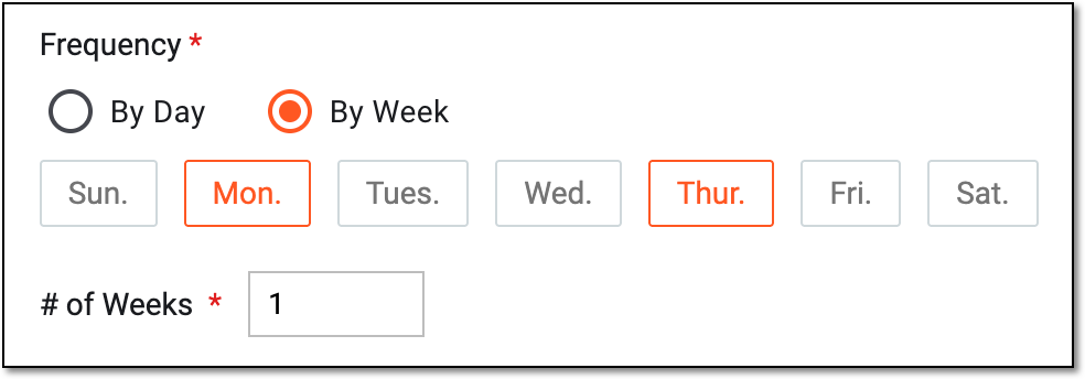 Configuring form completion frequency by week