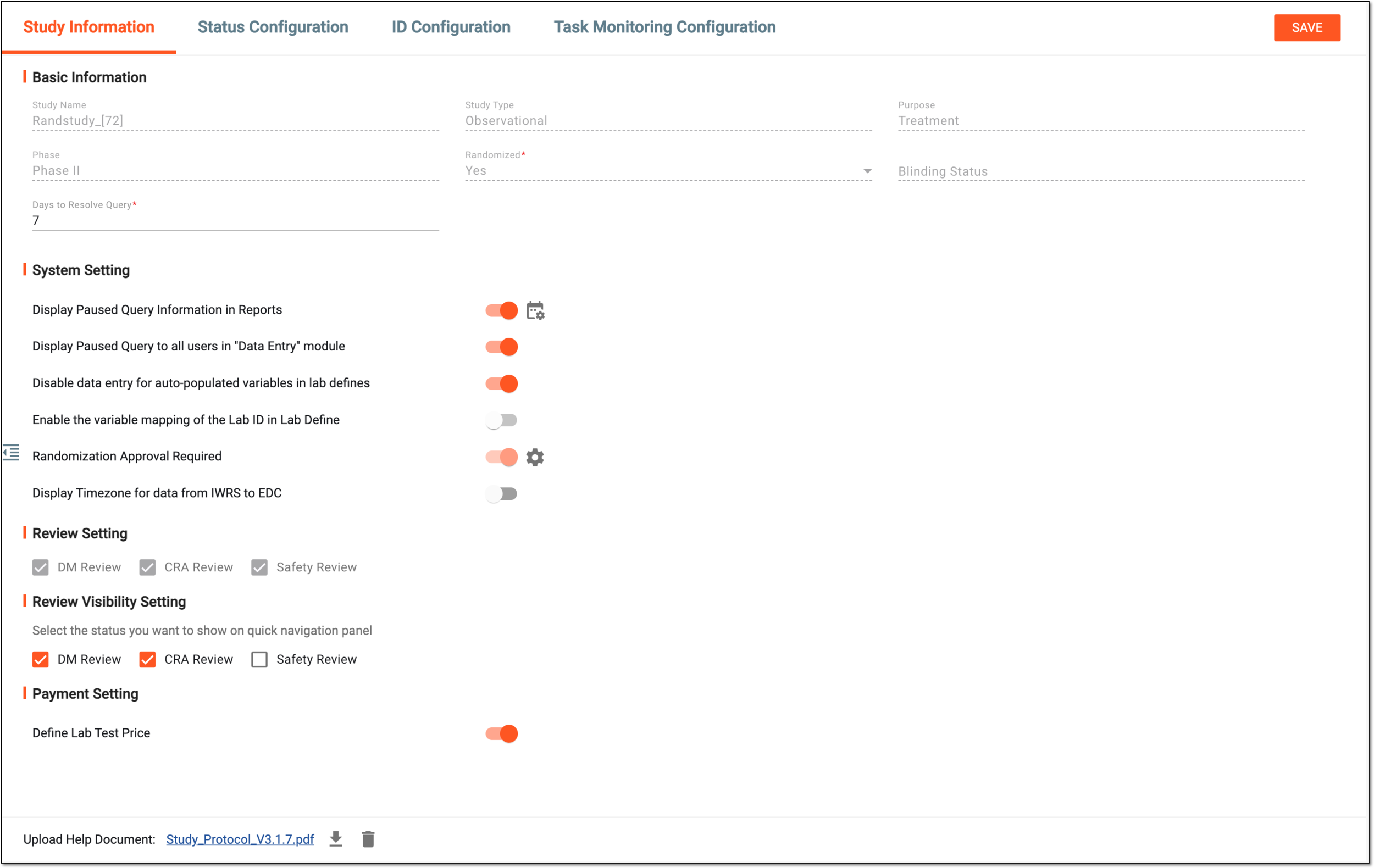 Managing study information