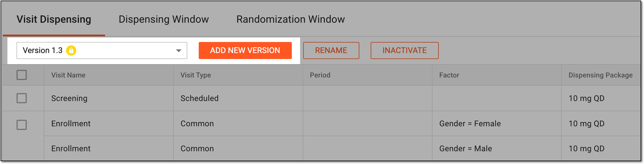 Adding new dispensing visit setting version