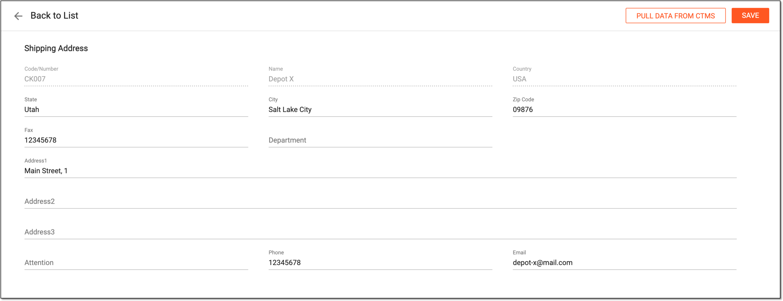 Updating depot shipping address