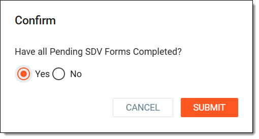 Confirming SDV completion