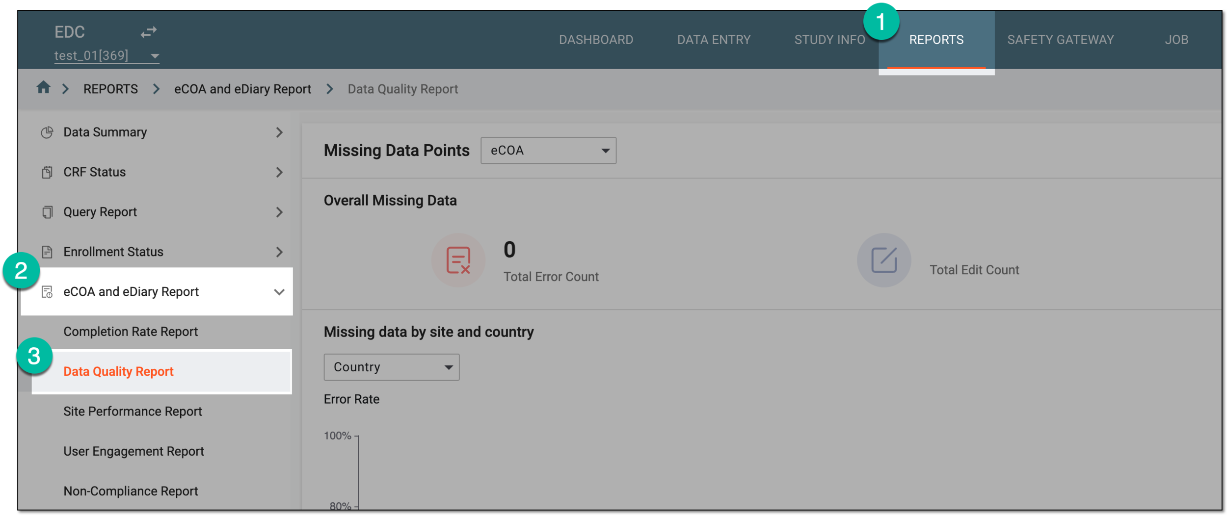 Accessing data quality report