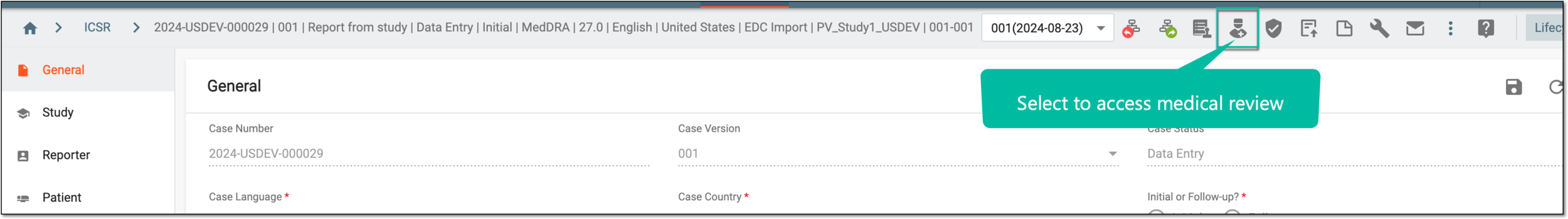 Accessing medical review option