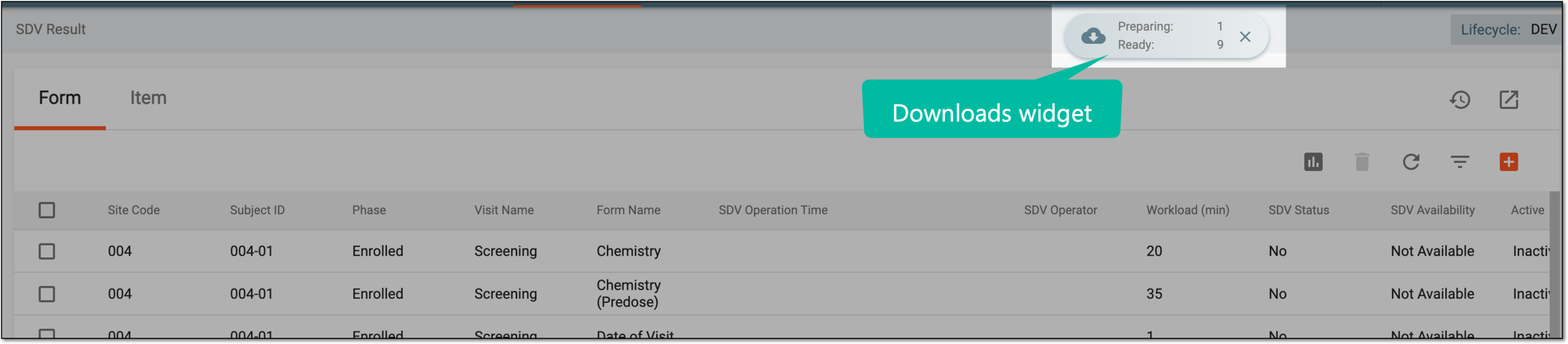 Downloads widget