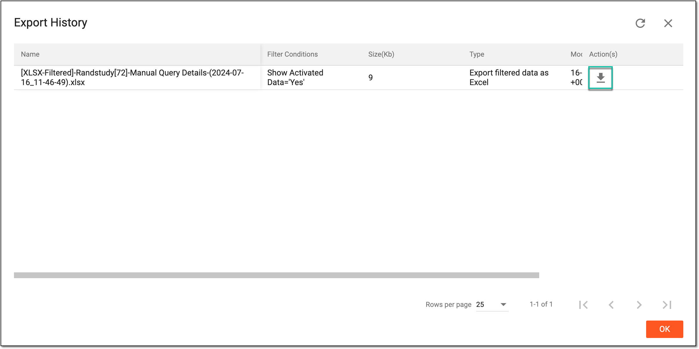 Downloading exported report