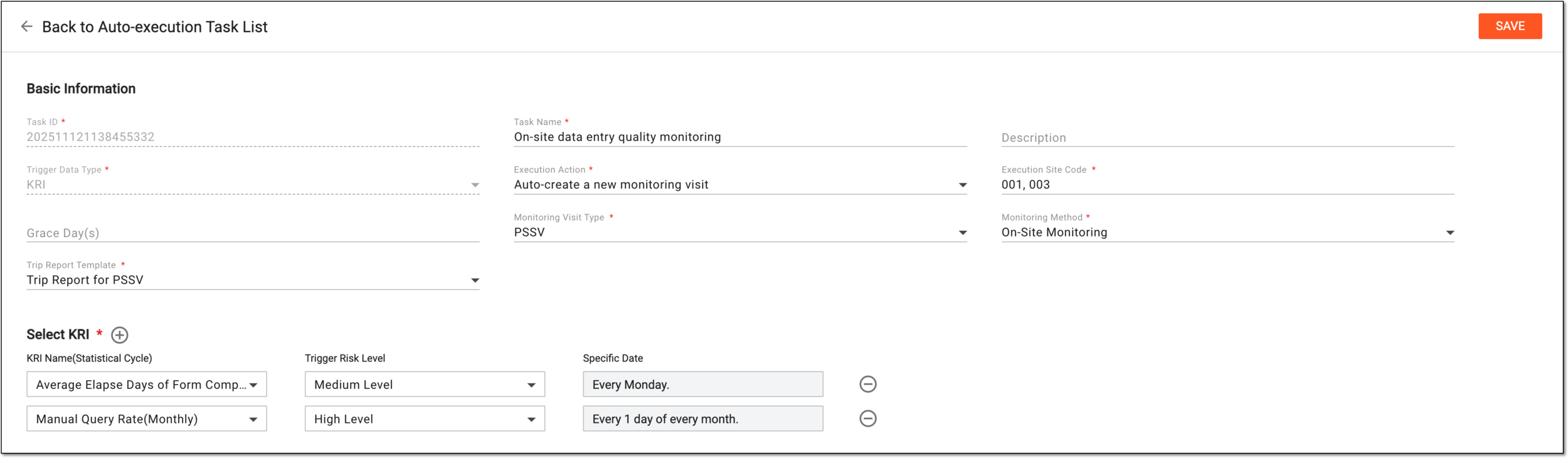 Adding task to create monitoring visit
