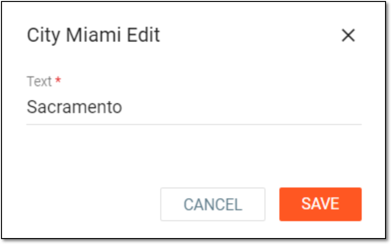 Editing data item in code list
