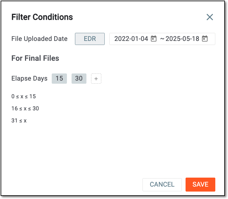 Editing filtering conditions for final files