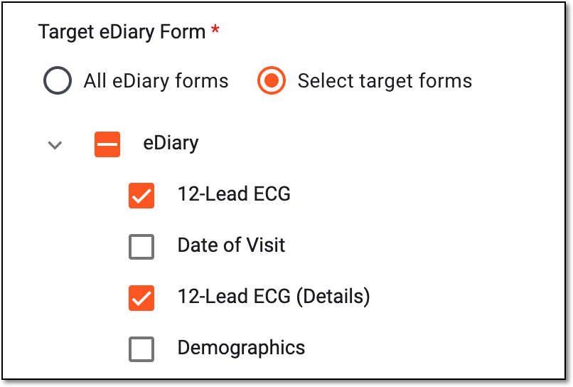 Selecting target forms