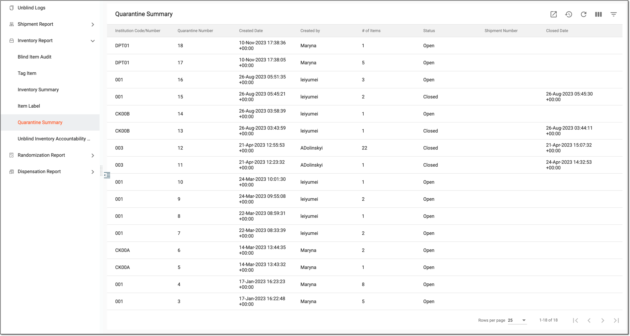 Viewing quarantine summary report