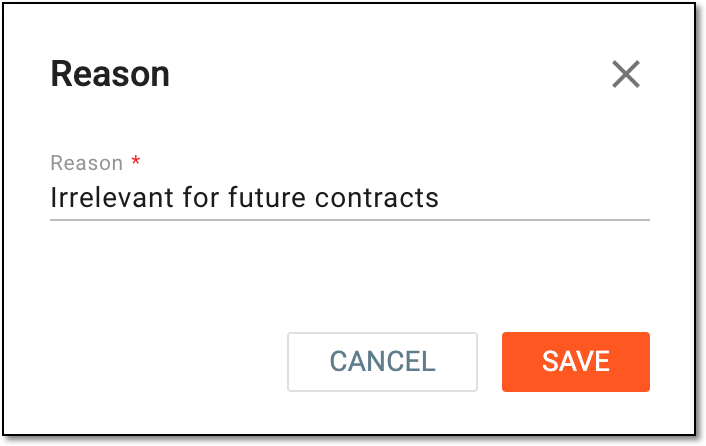 Providing reason for pricing template inactivation