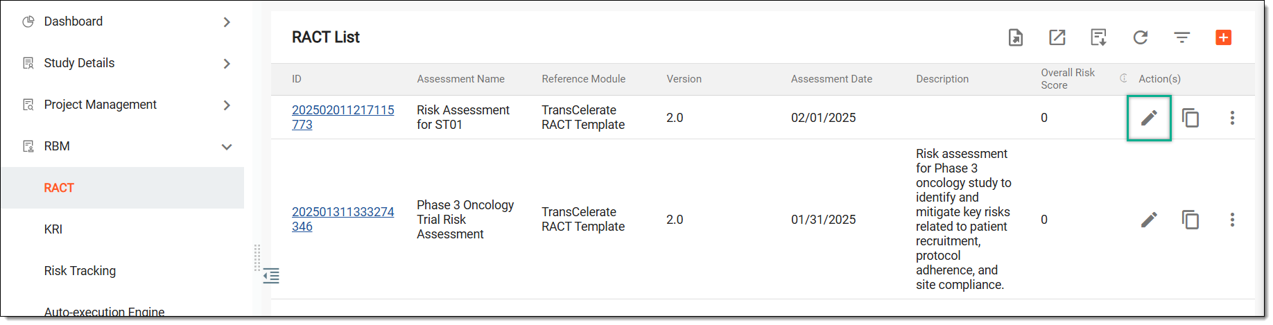 Selecting option to configure risk assessment
