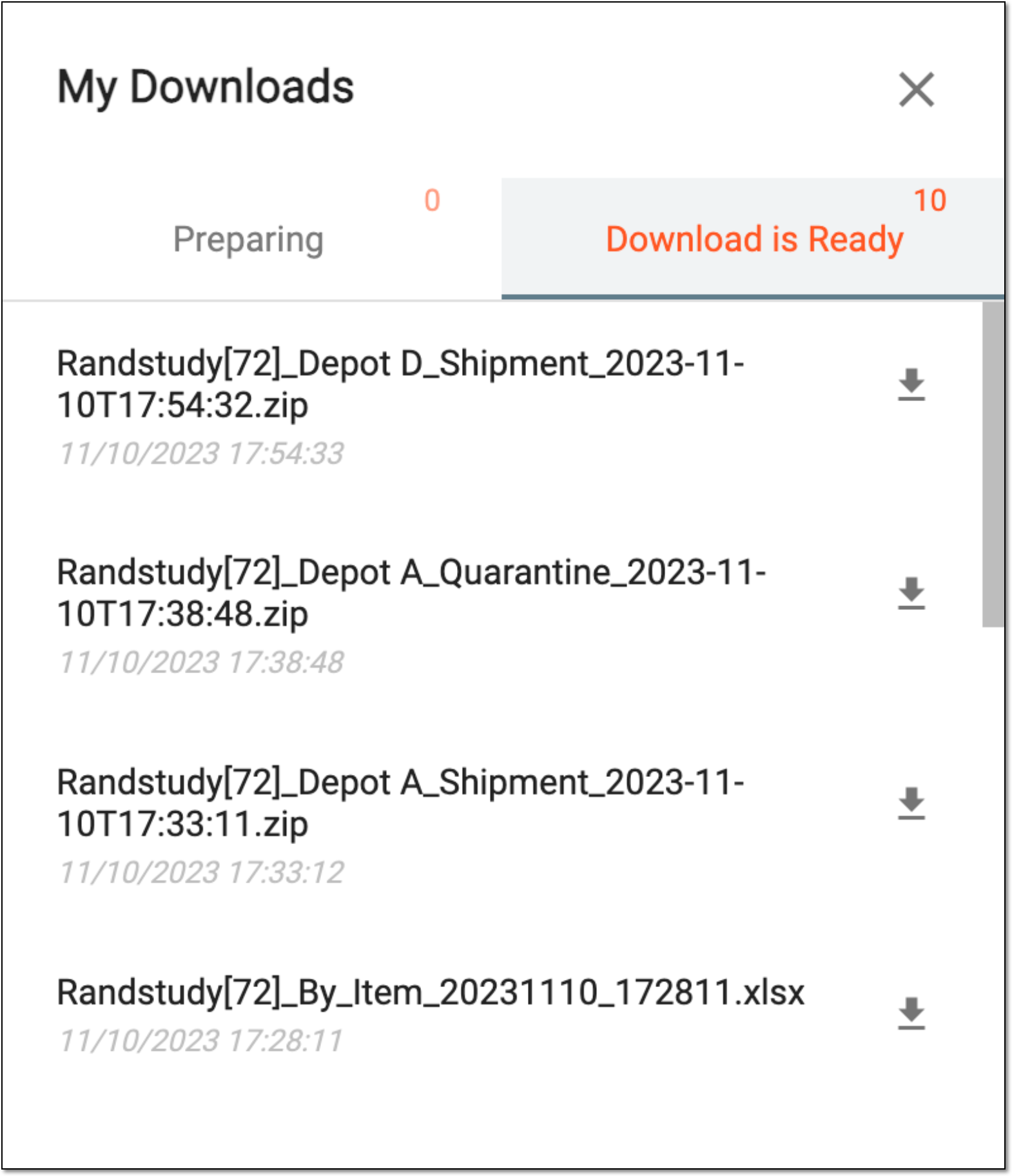 Viewing downloads