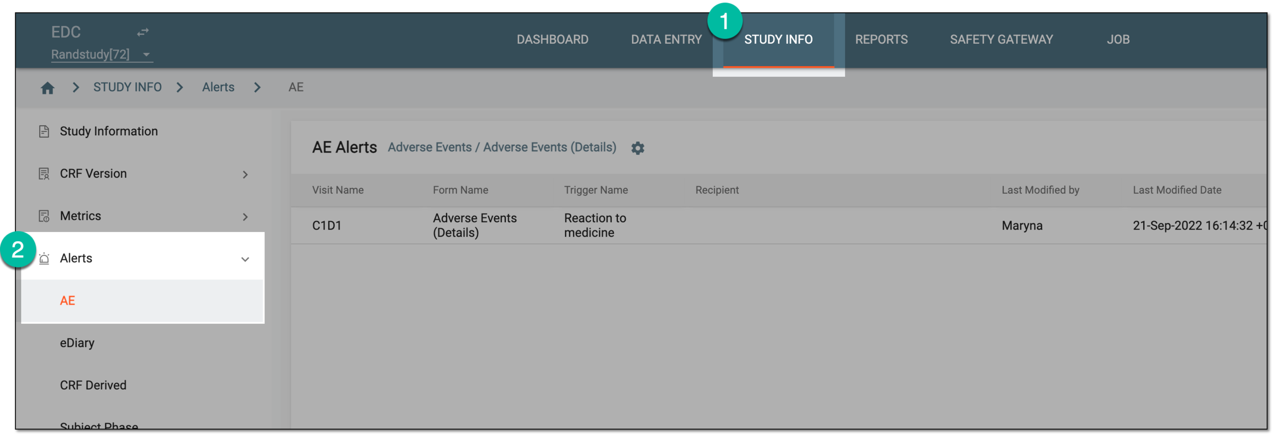 Accessing AE alerts