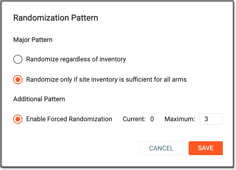 Selecting randomization pattern