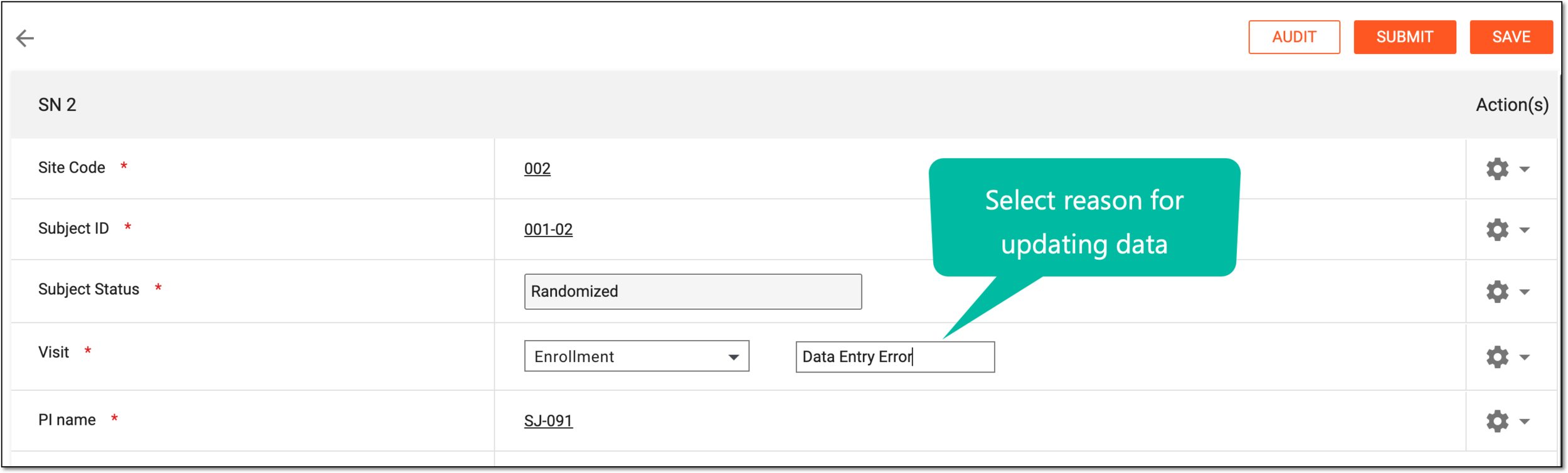 Adding reason for updating data in completed record