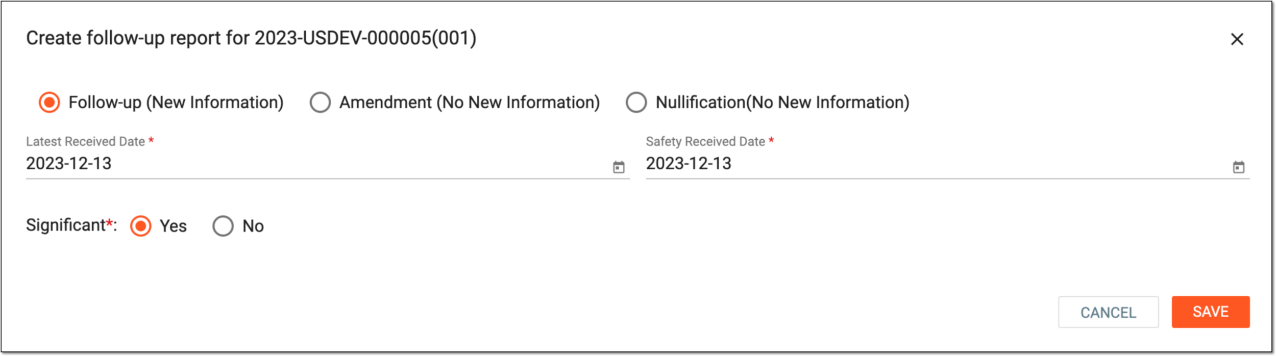Creating follow-up ICSR