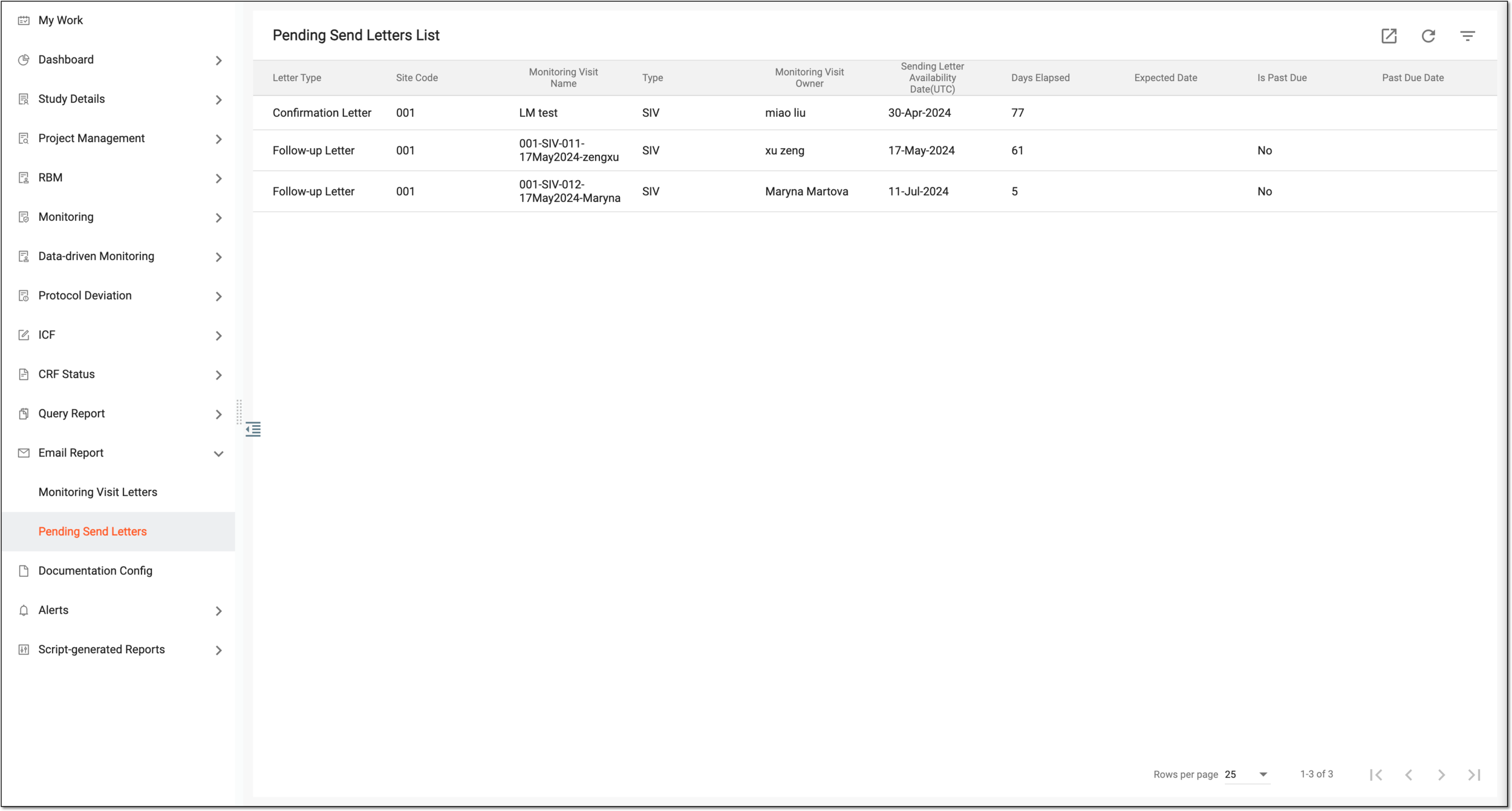 Viewing letters pending sending