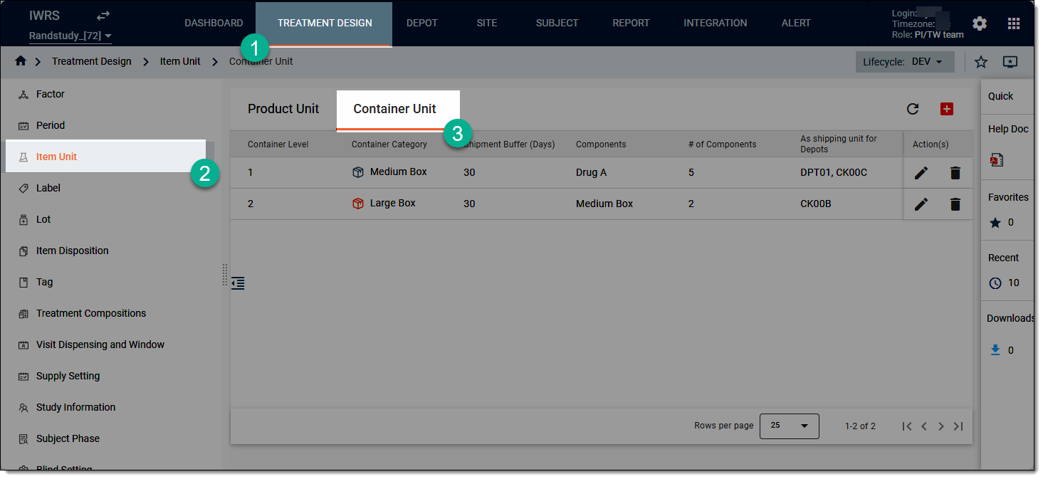 Accessing container unit list
