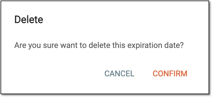Confirming expiration date deletion