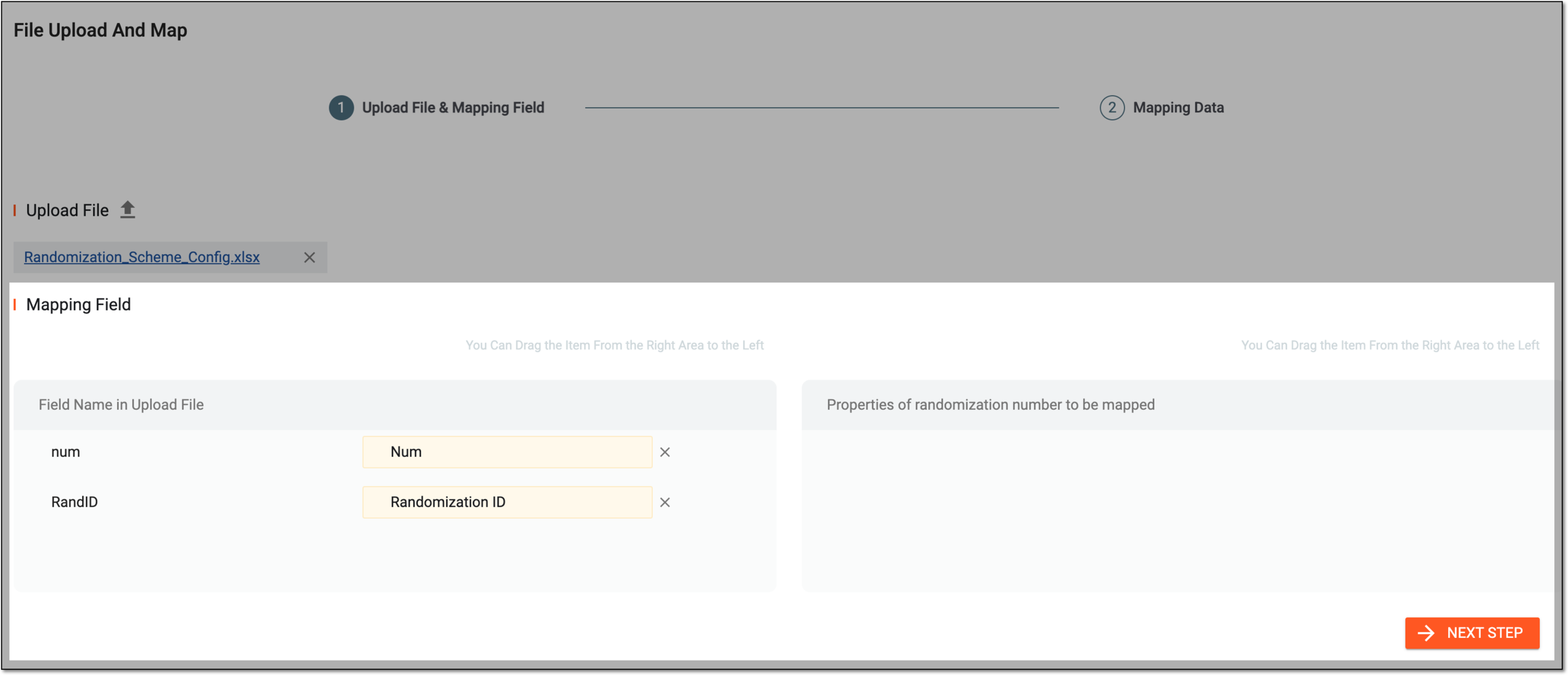 Mapping fields from file to system