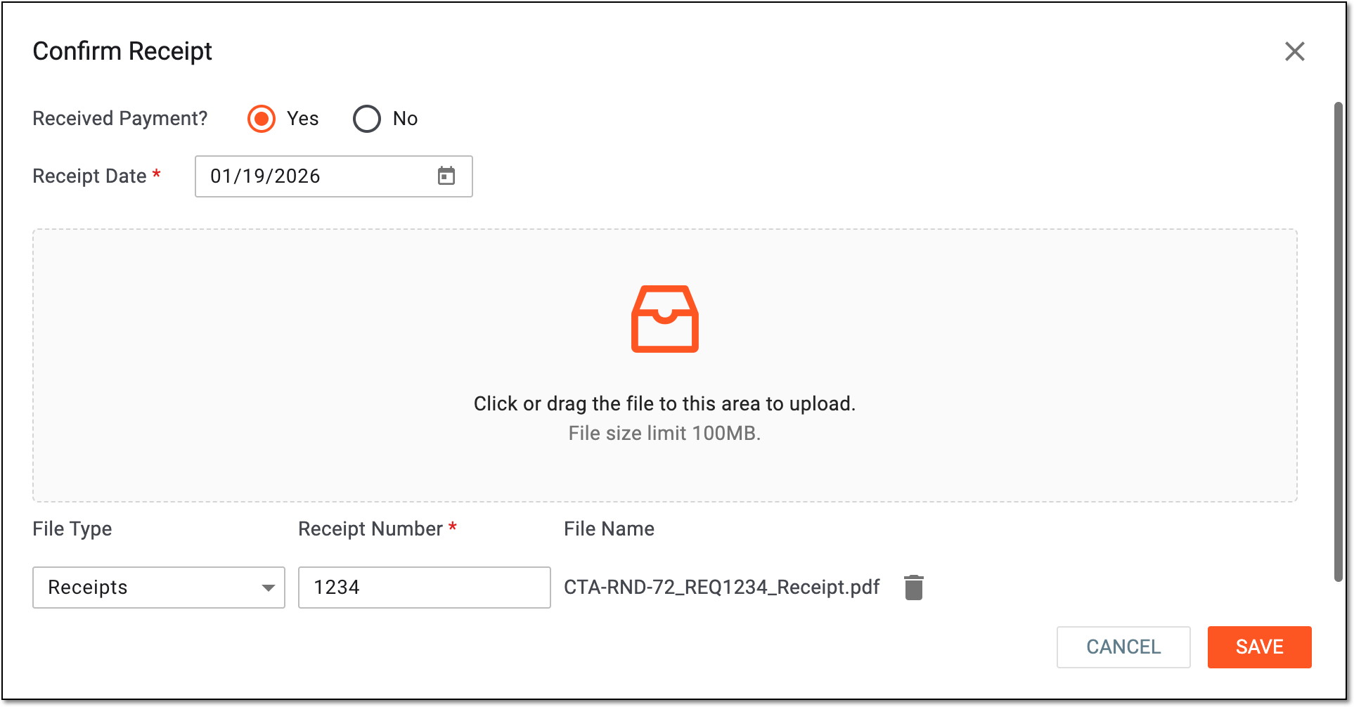 Confirming payment receipt